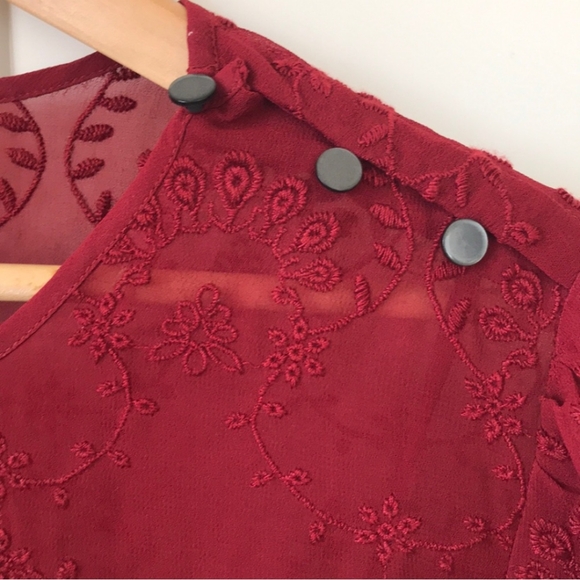 J CREW | Sheer Embroidered Button Shoulder Blouse - Picture 7 of 8